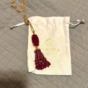 Kendra Scott Eva Rose Gold Long Pendant in Maroon Jade
